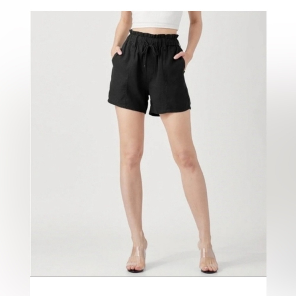 House of Harlow 1960 Black Linen Shorts Size M